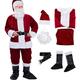 RICHBA Christmas Santa Claus Suit Costume with Beard Adult Deluxe Fancy Dress Plush Santa Flannel Cosplay Outfits for Men (Santa Claus, 2XL)