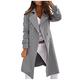 Women's Notched Lapel Collar Double Breasted Trench Coat Wool Blend Windproof Warm Pea Coats Outwear (Grey,L)