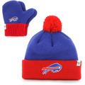 Infant '47 Royal/Red Buffalo Bills Bam Cuffed Knit Hat With Pom and Mittens Set