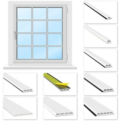 Glassprossen pvc weiß 1-2m - Weichlippen grau & schwarz, selbstklebend - hj: SG33 - 33x10mm / 15° Image
