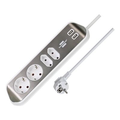 Brennenstuhl 4-fach Ecksteckdosenleiste »estilo« mit USB-Ladefunktion weiß, 10x30x7 cm