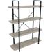 Industrial Style 4-Tier Bookshelf with Wood Veneer Shelves