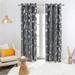 Rosdorf Park Zaleski Blackout Velvet Sliver Foil Print Branches & Leaves Thermal Insulated Grommet Curtain Panels Set Of 2 Polyester in Gray | Wayfair