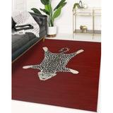 White 24 x 0.08 in Area Rug - Everly Quinn Animal Print Red/Gray/Charcoal Area Rug Polyester | 24 W x 0.08 D in | Wayfair