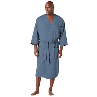 Men's Big & Tall Cotton Jersey Robe by KingSize in Slate Blue (Size 8XL/9XL)