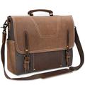 NEWHEY Mens Messenger Bag Laptop Shoulder Waterproof Computer Leather Satchel Briefcases Vintage Notebook Satchel Designer School Work Bags Brown