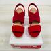 American Eagle Outfitters Shoes | Nib American Eagle Ryan Red Strap Cross Front Wedges Sz 8 | Color: Red | Size: 8