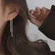 Boucles d'oreilles pompon longues en argent regardé 925 pour femme ligne d'oreille kling de