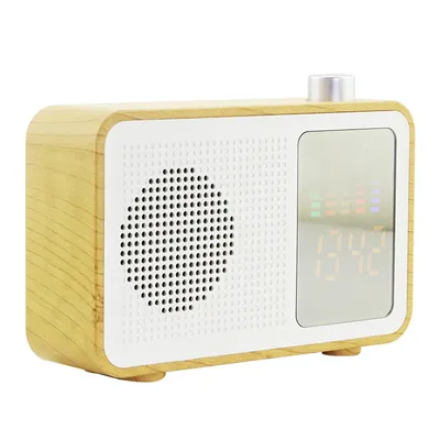 Haut-parleur Bluetooth sans fil avec affichage de l'heure haut-parleur en bois rétro