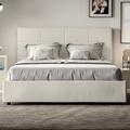 Letto matrimoniale con contenitore mika in similpelle Bianco