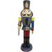 Fraser Hill Farm 3-Ft. Nutcracker Toy Soldier Holding a Staff, Resin Statue w/ LED Lights, Indoor or Outdoor Christmas Decor