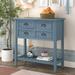 Cambridge Series Buffet Sideboard Console Table with 4 Metal Cup Style Pull Drawers and 1 Slatted Lower Shelf, Navy