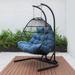 LeisureMod Black Wicker 2-seat Folding Hanging Egg Swing Chair