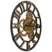 Northlight Seasonal 24" Gold & Black Battery Operated Round Wall Clock w/ Cogs Plastic in Black/Yellow | 24 H x 24 W x 1.5 D in | Wayfair