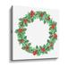 The Holiday Aisle® Holly Berry Christmas Wreath by Irina Sztukowski - Painting on Canvas in Green/Red/White | 10 H x 10 W x 2 D in | Wayfair