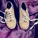 Michael Kors Shoes | Hp!! Michael Kors Classic Design Tan, Cream & Glitter Sneakers | Color: Gold/Tan | Size: 4g