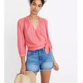 Madewell Tops | Madewell Pink Coral Striped Tie Wrap Top | Color: Pink/Red | Size: M