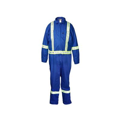 MCR Safety Flame Resistant Deluxe Coverall with Reflective Stripes 88percent Cotton 12percent Nylon Royal Blue 42 TALL DC4B42T