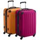 HAUPTSTADTKOFFER - Alex - 2er Koffer-Set Hartschale glänzend, TSA, 65 cm, 74 Liter, Magenta-Orange