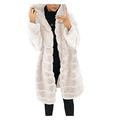 BUKINIE Womens Thick Warm Faux Fur Hooded Parka Long Overcoat Peacoat Winter Faux Shearling Shaggy Coats Jackets (Beige,3X-Large)