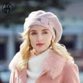 Chapeau béret français élastique pour femme chapeaux en laine chaude bonnets vintage nœud