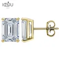 IOGOU-Boucles d'oreilles en argent 925 pour femme émeraude brillante moissanite diamant