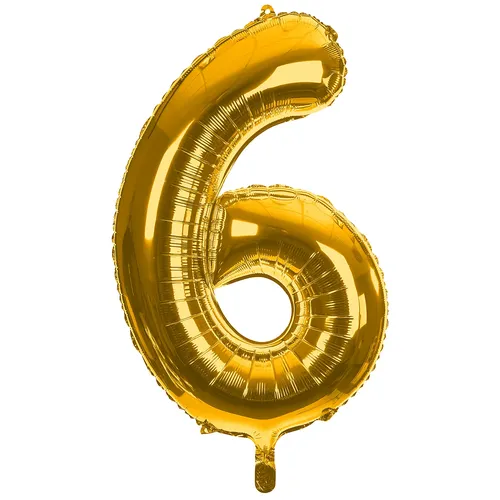 Ballon hélium chiffre ""6"", doré, 86 cm