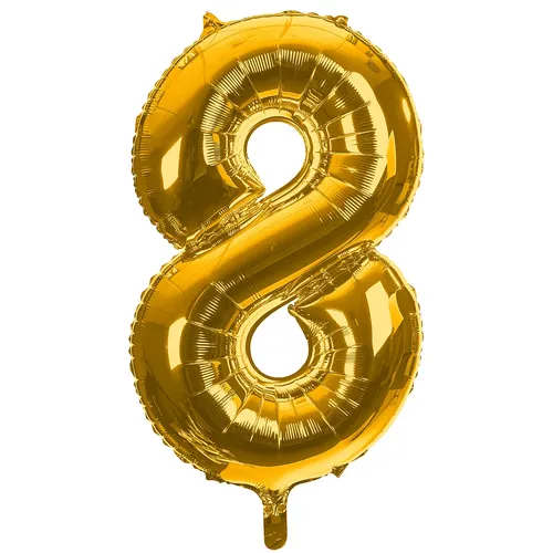 Ballon hélium chiffre ""8"", doré, 86 cm