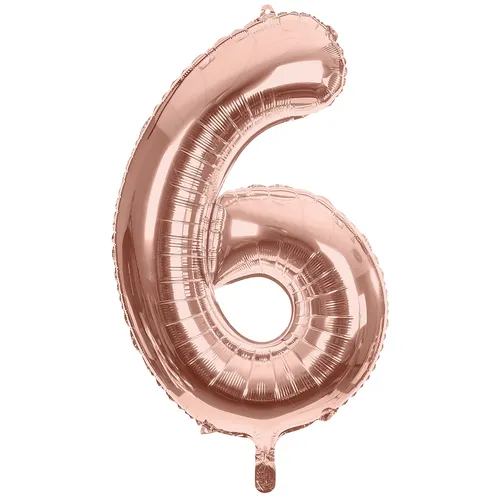 Ballon hélium chiffre ""6"", or rose, 86 cm