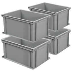 BRB 4x Eurobehälter mit 2 Griffleisten, LxBxH 400x300x220 mm, 21 Liter, grau Image