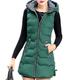 Aiweijia Women's Gilets Sleeveless Jacket Warm Waistcoats Lightweight Bodywarmer Hooded Coat Mid-Length Padded Gilet Fashion Quilted Vest Green