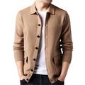 KEHAIOO Men Streetwear Sweater Coat Autumn Winter Warm Cashmere Woolen Cardigan with Pocket Khaki