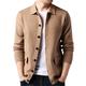 KEHAIOO Men Streetwear Sweater Coat Autumn Winter Warm Cashmere Woolen Cardigan with Pocket Khaki