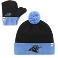 Toddler '47 Black/Blue Carolina Panthers Bam Cuffed Knit Hat with Pom and Mittens Set