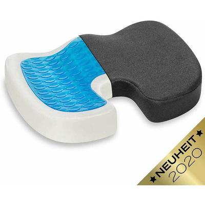 Ergonomisch geformtes Sitzkissen | Steißbein-Kissen aus Memory-Schaum mit Gel-Polster (Schwarz)