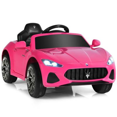 Costway 12V Kids Ride-On Car with Remote Control and Lights-Pink