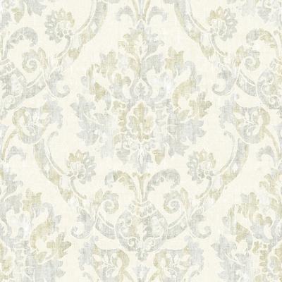 Chesapeake Shasta Grey Damask Wallpaper - 20.5in x 396in x 0.025in