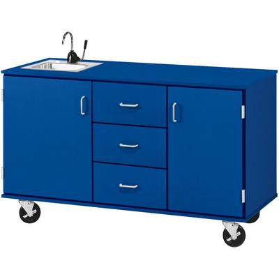 I.D. Systems 59" Wide Royal Blue Demonstration Station with Sink, (3) Drawers, and (2) Storage Cabinets 80741F36045