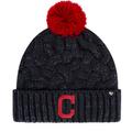 Women's '47 Navy Cleveland Indians Knit Cuffed Hat with Pom