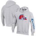 Men's Champion Heathered Gray Quebec Nordiques Reverse Weave Pullover Hoodie