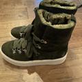 Anthropologie Shoes | Anthropologie Suede Platform Moon Boots Faux Fur Olive Green Nwob 7.5 | Color: Green | Size: 7.5