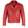 Mens Ashwood Diamond Vintage Brown, Tan Biker Style Leather Jacket - Red, Black Leather Jackets (Red, Medium)