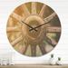 East Urban Home Country Wagon Wheel Closeup Wall Clock Solid Wood in Brown/Red/Yellow | 29 H x 29 W x 1 D in | Wayfair