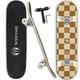 WHOME Pro Skateboards Complete for Adult Youth Kid & Beginner - 31"x8" Double Kick Concave Standard Skateboard for Girl&Boy 8-ply Alpine Maple Deck ABEC-9 Bearings Include T-Tool (Chess)