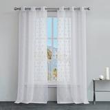 Juicy Couture Patchwork Sheer Grommet Curtain Panels Polyester in White/Brown | 84 H x 38 W in | Wayfair JYC015165