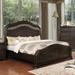 Wooden Bed With Faux Wood Carved Details in Espresso Finish