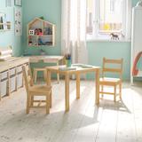 Kids 3 Piece Solid Hardwood Table and Chair Set for Playroom, Kitchen