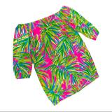 Lilly Pulitzer Dresses | Lilly Pulitzer Enna Mini Dress Off Shoulder Gecco Palm Print Size L (8-10) 25669 | Color: Green/Pink | Size: Lg