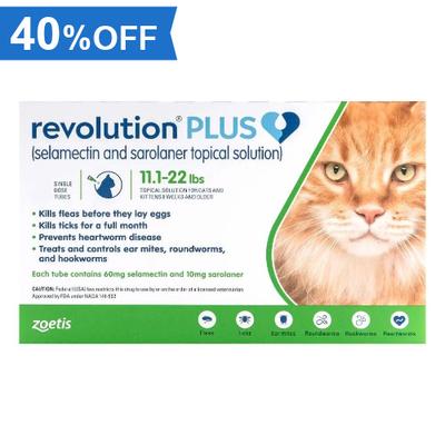 40% Off Revolution Plus For Large Cats 11-22lbs (Green) 6 Pack