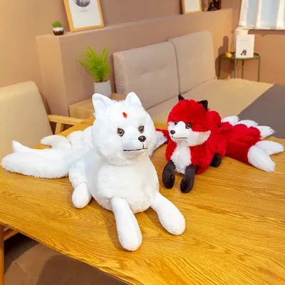 Coussin en peluche de renard blanc rouge à neuf queues, 3 tailles, jouets de poupée, Simulation